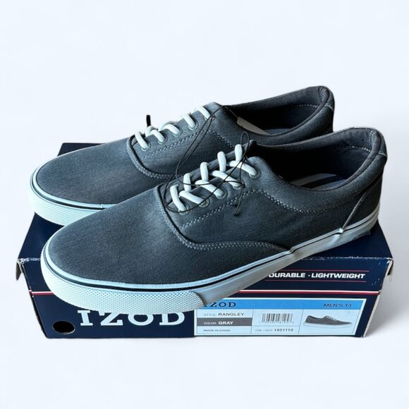 Izod Rangley Men's Lace Up Casual Canvas shoe Memory Foam Gray size 13 - Picture 2 of 9